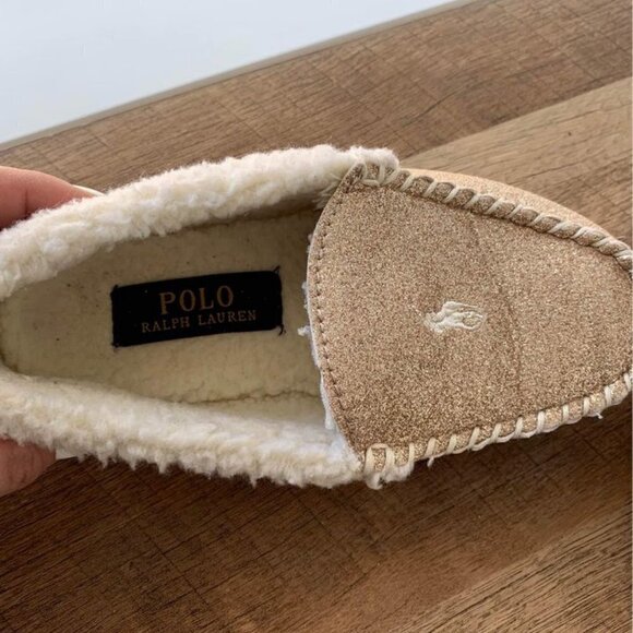 Ralph LAUREN POLO girls slippers. Gold glitter size 2. New condition - Picture 2 of 5